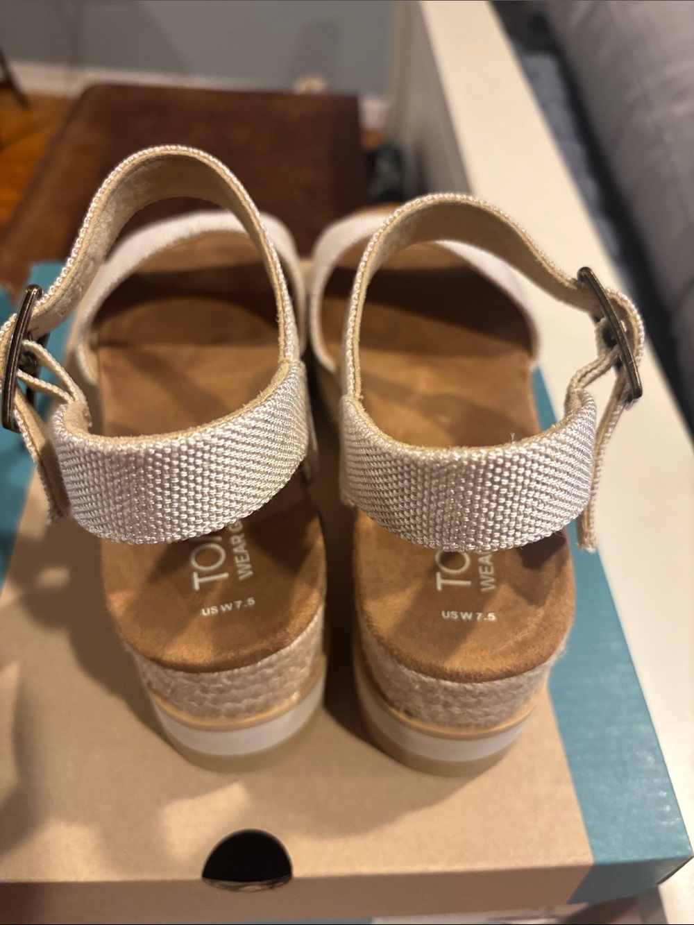 TOMS Beige Platform Ankle-Strap Sandal - Picture 4 of 6